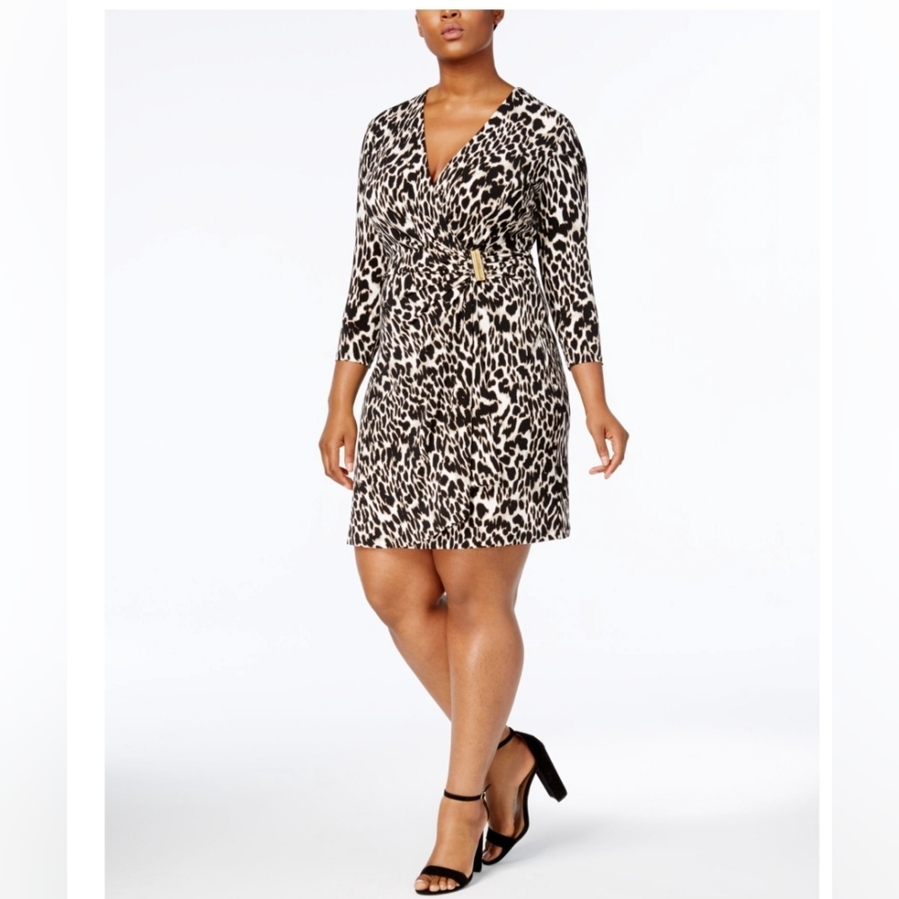 NWT Calvin Klein Faux Wrap Animal Print Dress 22W